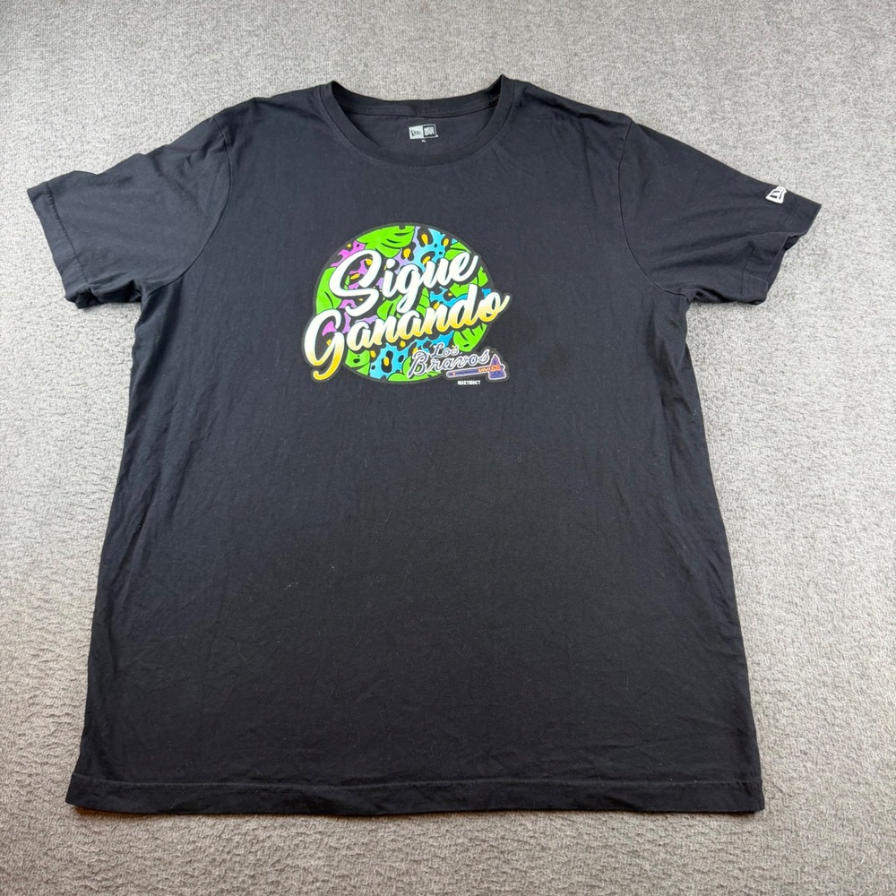 New Era Atlanta Braves T-Shirt Men's XL Black Sigue Ganando Los Bravos Graphic